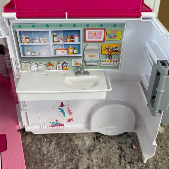 Mattel Barbie Ambulance Vehicle Play set Care Clinic Lights Sound Hospital - Picture 14 of 17